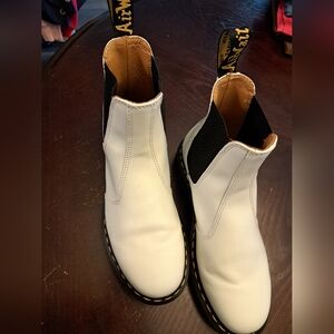 White and Black Chelsea Boots
